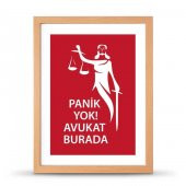 Avukatlara Özel Çerçeveli Poster Afiş Panik Yok Avukat Burada Adalet Heykeli - 30x40 cm Büyük Boy - 2