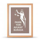 Avukatlara Özel Çerçeveli Poster Afiş Panik Yok Avukat Burada Adalet Heykeli - 30x40 cm Büyük Boy - 1