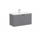 Vitra Root Groove 100 cm Gri Kapaklı Banyo Dolabı Alt Modül Lavabo - 1