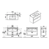 Vitra Root Classic 100 cm Açk Gri Çekmeceli Banyo Dolabı Alt Modül Lavabo thumbnail 2