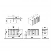 Vitra Root Groove 100 cm Lacivert Kapaklı Banyo Dolabı Alt Modül Lavabo thumbnail 2