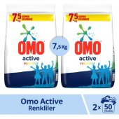 Omo Toz Çamaşır Deterjanı Active Fresh Renkliler Için 7.5 kg 50 Yıkama X2 Adet - 1