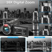 YEEHAO Video Kamera 1080P 36MP 3.0 İnç IPS Dokunmatik Ekran IR Gece Görüş 16X Harici Mikrofon - 5