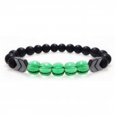 Yeşil Kuvars & Hematit & Siyah Oniks Doğal Taş Erkek Bileklik - 5