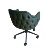 Büro Sandalyesi Kapitone Desenli Yeşil Renk Suni Deri - 4