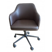 Büro Sandalyesi Kapitone Desenli Kahverengi Renk Suni Deri - 5