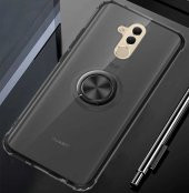 Huawei Mate 20 Lite Kılıf Kenar Korumalı Yüzüklü Şeffaf Silikon Clear Ring Case - 3