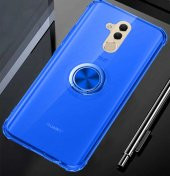Huawei Mate 20 Lite Kılıf Kenar Korumalı Yüzüklü Şeffaf Silikon Clear Ring Case - 5