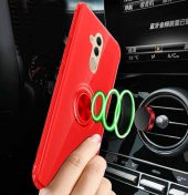 Huawei Mate 20 Lite Kılıf Kenar Korumalı Yüzüklü Şeffaf Silikon Clear Ring Case - 11