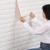 Renkli Duvarlar 70X23 cm Beyaz Kendinden Yapışkanlı 3D Esnek Duvar Kağıdı Paneli KREATİF - 1