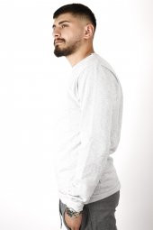 Erkek Gri Melanj Düz Baskısız Basic Bel Bilek Ribanalı İnce Sweatshirt 22ESWTDUZS - 4