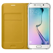 Samsung Galaxy S6 Edge Orjinal Flip Wallet (Tekstil) - Sarı EF-WG925BYEGWW thumbnail 3