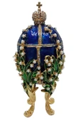 Faberge Yumurta Swarovski Taşlı Lüks Mücevher Kutusu Mavi 14 cm - 8
