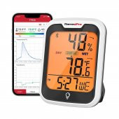 ThermoPro TP358 Telefon Kontrollü, Saatli, Takvimli, İç Mekan Sıcaklık ve Nem Ölçer Termometre - 1