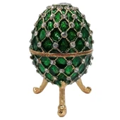 Faberge Yumurta Swarovski Taşlı Lüks Mücevher Kutusu Yeşil 10 cm - 1