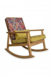 Asedia İskandinav Naturel Retro Minderli Puflu Sallanan Sandalye Dİnlenme Koltuğu thumbnail 1