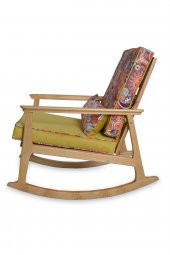 Asedia İskandinav Naturel Retro Minderli Puflu Sallanan Sandalye Dİnlenme Koltuğu thumbnail 2