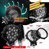 Nkt Group 7 Inc 17 Led Yuvarlak Offroad Lamba Siyah kasa 51w Beyaz - 2