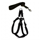 Köpek Göğüs Tasma Seti 30-40 cm Siyah + Gezdirme Kayışı - 1