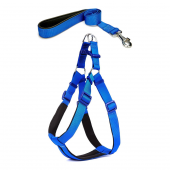 Köpek Göğüs Tasma Seti 50-70 cm Mavi + Gezdirme Kayışı - 1