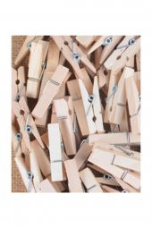 Kraf Kıds Ahşap Mandal Renkli Ve Doğal Küçük 30 + 30 Lu Kk161 - 1