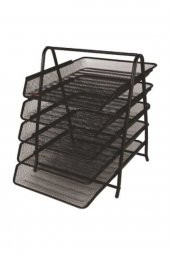 Inox 5lı Ofis Fıle Siyah Metal Evrak Rafı - 1
