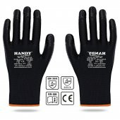 Nitril Kaplama Eldiveni Koruyucu Eldiven Siyah No: 10/XL (1 Çift) - 1