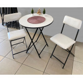 Mutfak - Balkon Masa Sandalye Takımı Beyaz Masa 80 Cm - 2