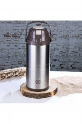 3.5 Lt Çift Katlı Paslanmaz Çelik Pompalı Termos Ckr2008 Kahverengi-3.5 Litre - 1