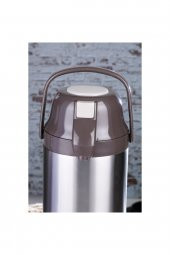 3.5 Lt Çift Katlı Paslanmaz Çelik Pompalı Termos Ckr2008 Kahverengi-3.5 Litre - 2