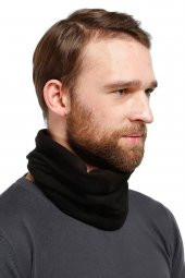 Polar Boyunluk Bere Erkek kadın  Aksesuar Siyah Polar Bere Şapka  Antrasit + Siyah Kesik Parmak Eldiven Tek Ebat thumbnail 2