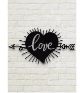 Lazer Kesim Tablo Metal Love Kalp Dekoratif Duvar Süsü Otantik Tablo 56x32 cm - 2