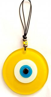 Nazar Boncuklu 12 Santimetrelik Sarı Duvar Süsü Hediyelik Eşya thumbnail 2