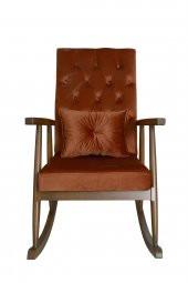 Asedia Trend Ceviz Turuncu Kapitoneli Sallanan Sandalye Dinlenme Emzirme Baba Tv Okuma Koltuğu Berjer thumbnail 1