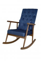 Asedia Trend Ceviz Lacivert Kapitoneli Sallanan Sandalye Dinlenme Emzirme Baba Tv Okuma Koltuğu Berjer thumbnail 1