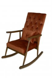 Asedia Trend Ceviz Turuncu Kapitoneli Sallanan Sandalye Dinlenme Emzirme Baba Tv Okuma Koltuğu Berjer thumbnail 2