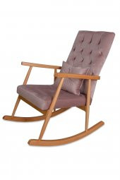 Asedia Trend Naturel Pembe Kapitoneli Sallanan Sandalye Dinlenme Emzirme Baba Tv Okuma Koltuğu Berjer thumbnail 1