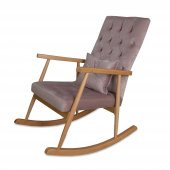 Asedia Trend Naturel Pembe Kapitoneli Sallanan Sandalye Dinlenme Emzirme Baba Tv Okuma Koltuğu Berjer thumbnail 3