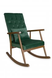 Asedia Trend Ceviz Zümrüt Yeşil Kapitoneli Sallanan Sandalye Dinlenme Emzirme Baba Tv Okuma Koltuğu Berjer thumbnail 2