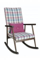 Asedia Trend Ceviz Ekose Döşemeli Sallanan Sandalye Dinlenme Emzirme Baba Tv Okuma Koltuğu Berjer thumbnail 1