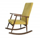 Asedia Trend Ceviz Sarı Döşemeli Sallanan Sandalye Dinlenme Emzirme Baba Tv Okuma Koltuğu Berjer thumbnail 1