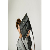 K&M King Men 2022 Trend Erkek Omuz Çanta Poliüretan Deri Öğretmen Öğrenci Evrak Omuz Çantası Siyah - 5