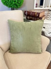 100 Kadife Kırlent Yastık Kılıfı  (Fıstık Yeşili)  Yeşil 45 x 45 - 3