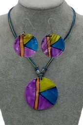 Sedef Kolye ve Sedef Küpe Seti Purple - 4