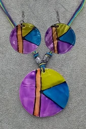 Sedef Kolye ve Sedef Küpe Seti Purple - 6