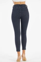 Kadın Yüksek Bel Full Likralı Skinny Jean Dar Kesim Düğme Fermuar Detaylı Kot Pantolon - 8