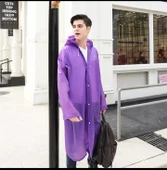 Eva Trend Unisex Siyah Yağmurlık  Mor Standart - 4