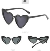 Kalp Çerçeve Güneş Gözlüğü Cat Eye Kalp Gözlük Beyaz Tek Ebat - 10