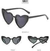 Kalp Çerçeve Güneş Gözlüğü Cat Eye Kalp Gözlük Siyah Tek Ebat - 5