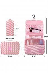 Çok Fonksiyonlu Askılı Makyaj Çantası Line Desenli (büyük boy) - 5